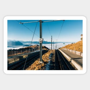 Central Switzerland - Rigi Kulm Top Station on Clear Sunny Winter Day Sticker